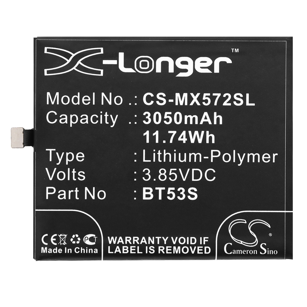 Compatible battery replacement for MeiZu BT53S