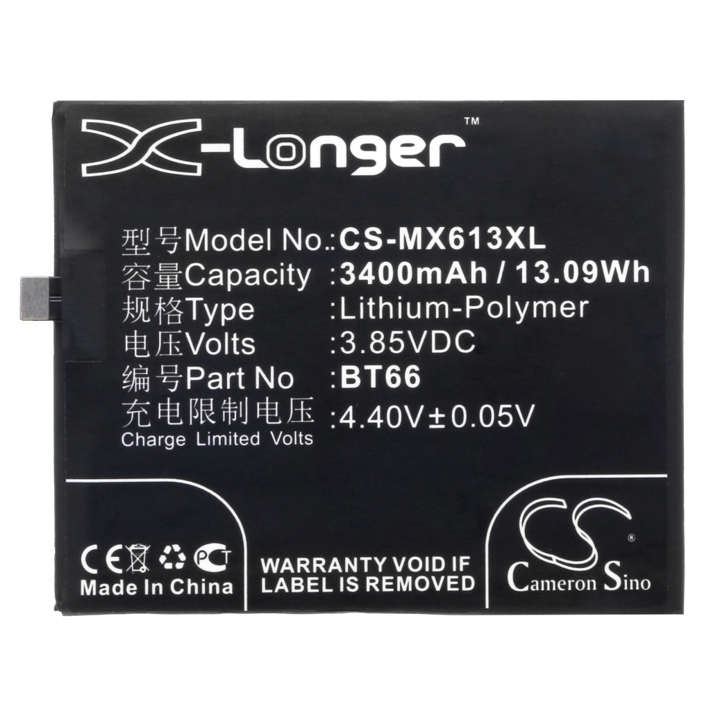 Compatible battery replacement for MeiZu BT66