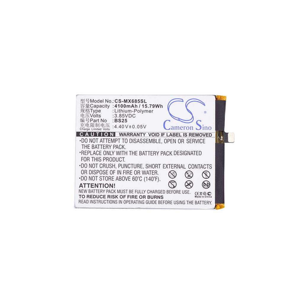 Compatible battery replacement for MeiZu BS25