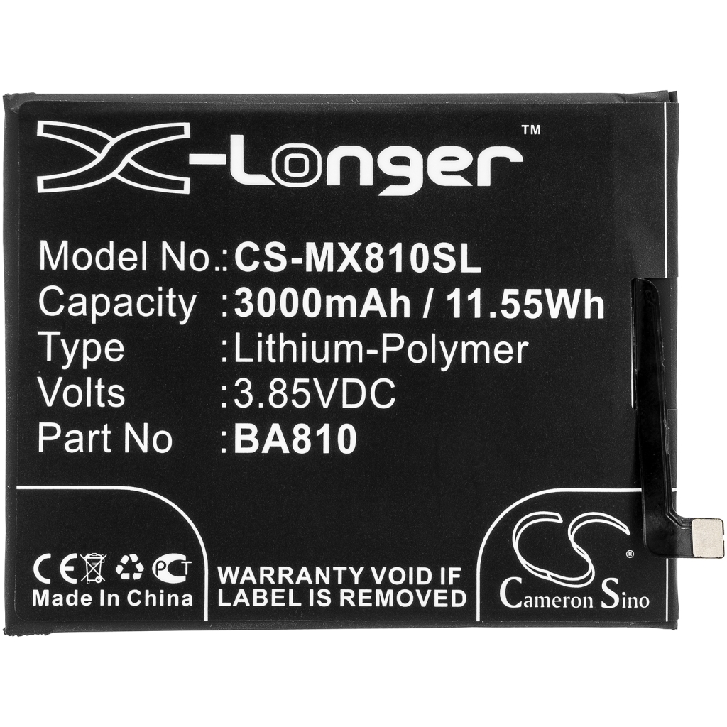 Compatible battery replacement for MeiZu BA810
