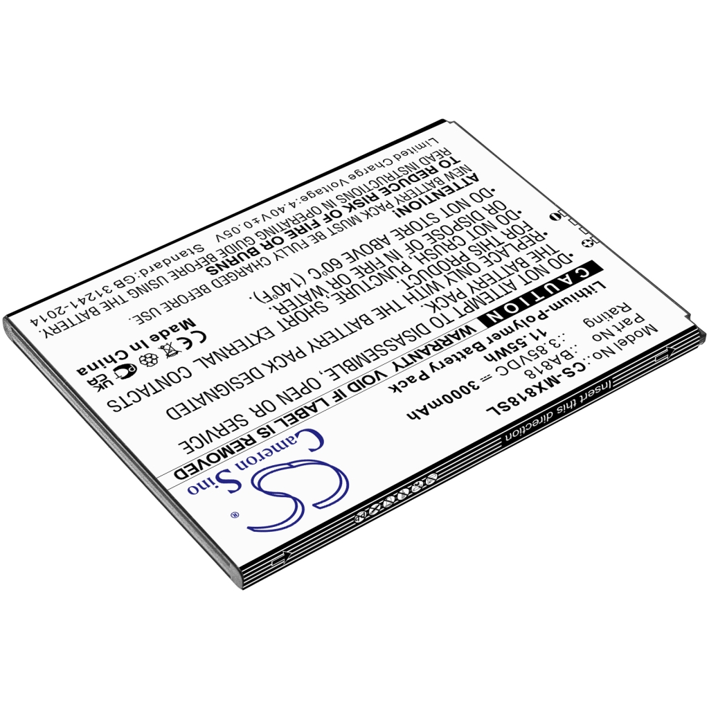 Compatible battery replacement for MeiZu BA818
