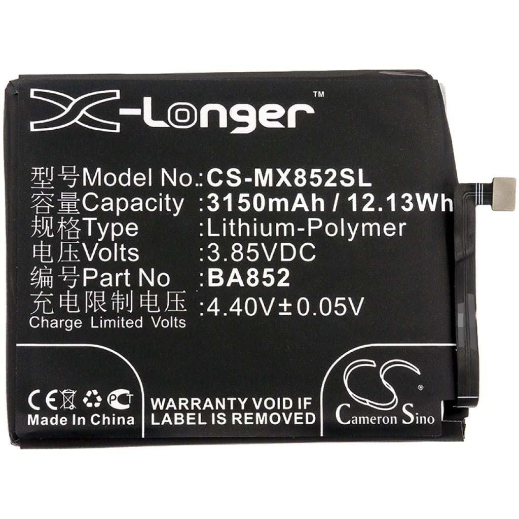 Compatible battery replacement for MeiZu BA852