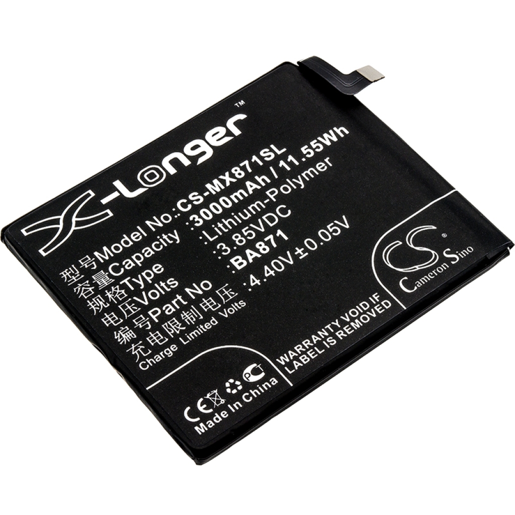 Compatible battery replacement for MeiZu BA871