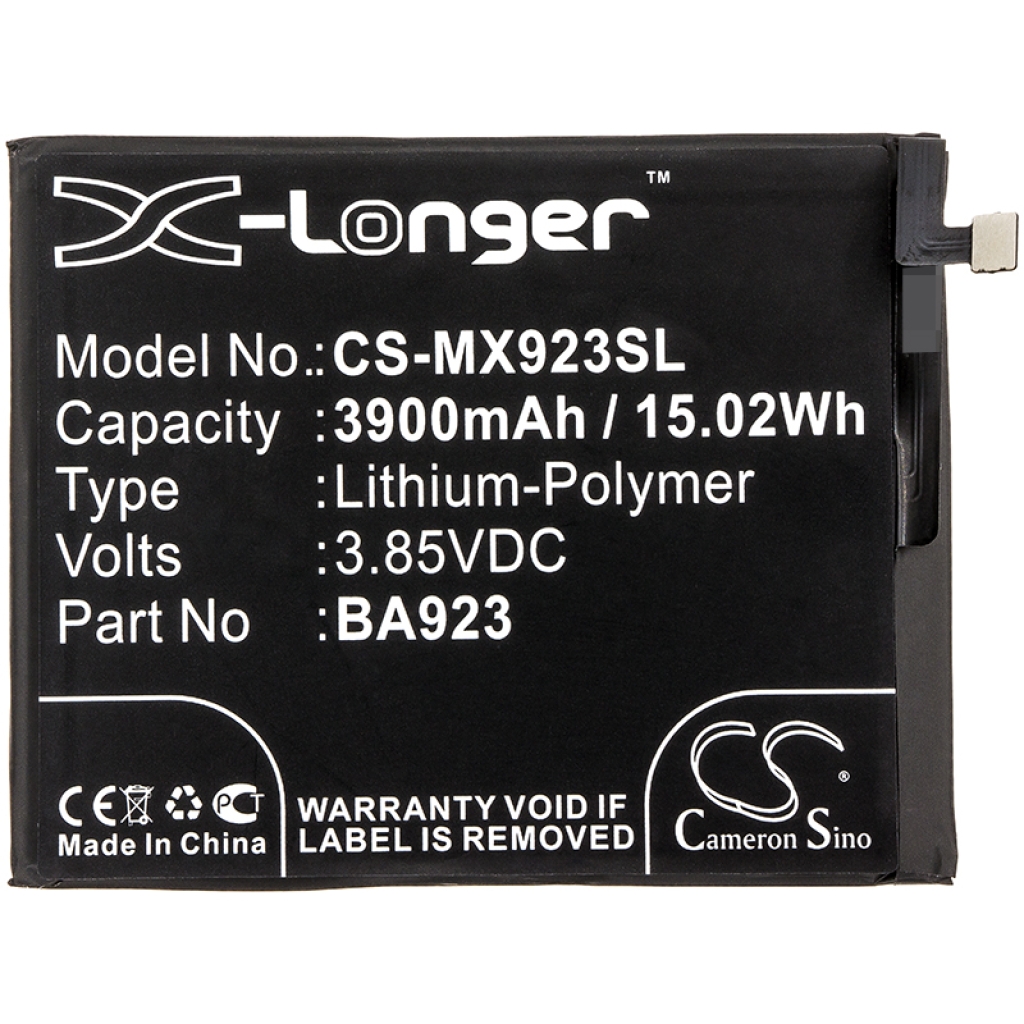 Compatible battery replacement for MeiZu BA923