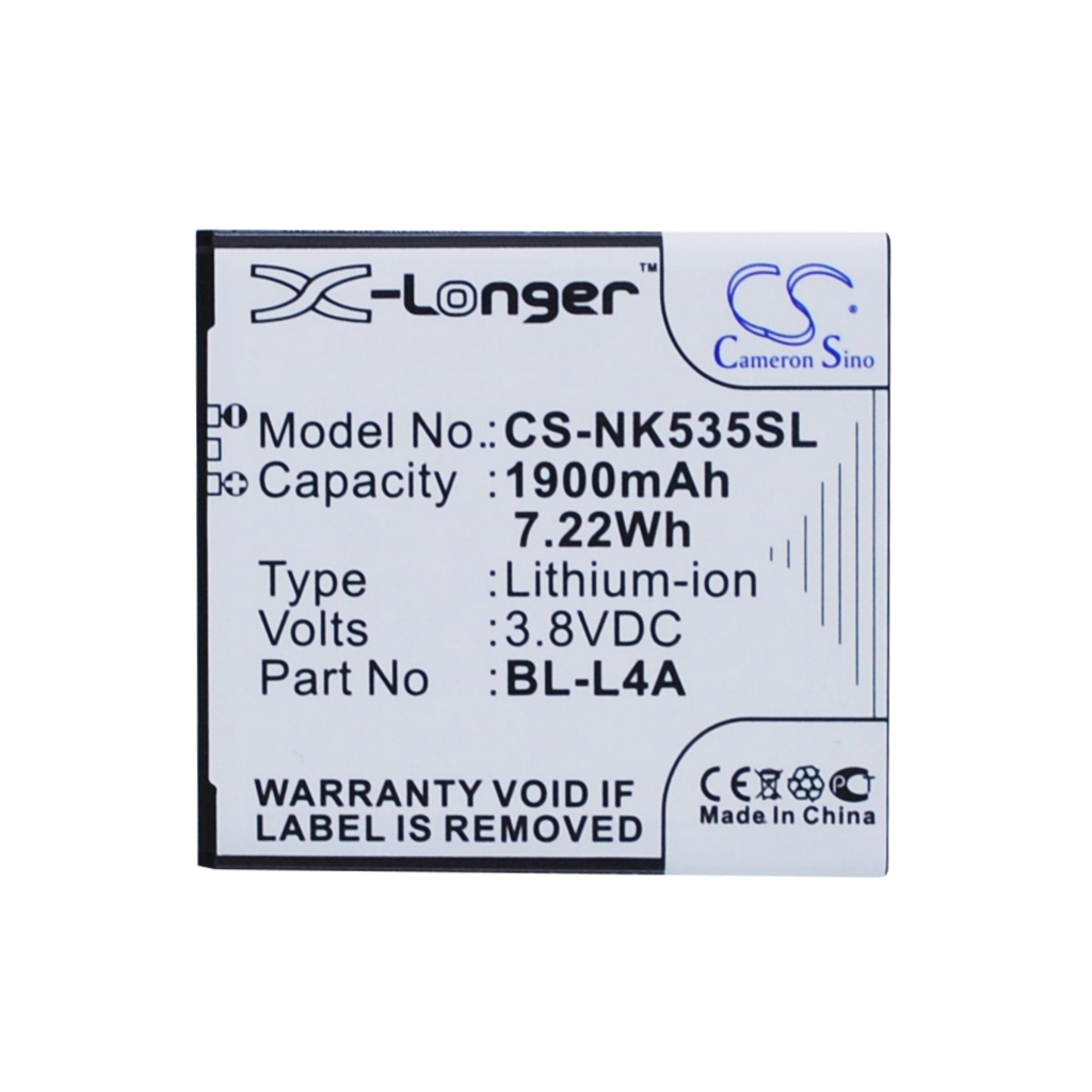 Battery compatible with Nokia Microsoft CS-NK535SL
