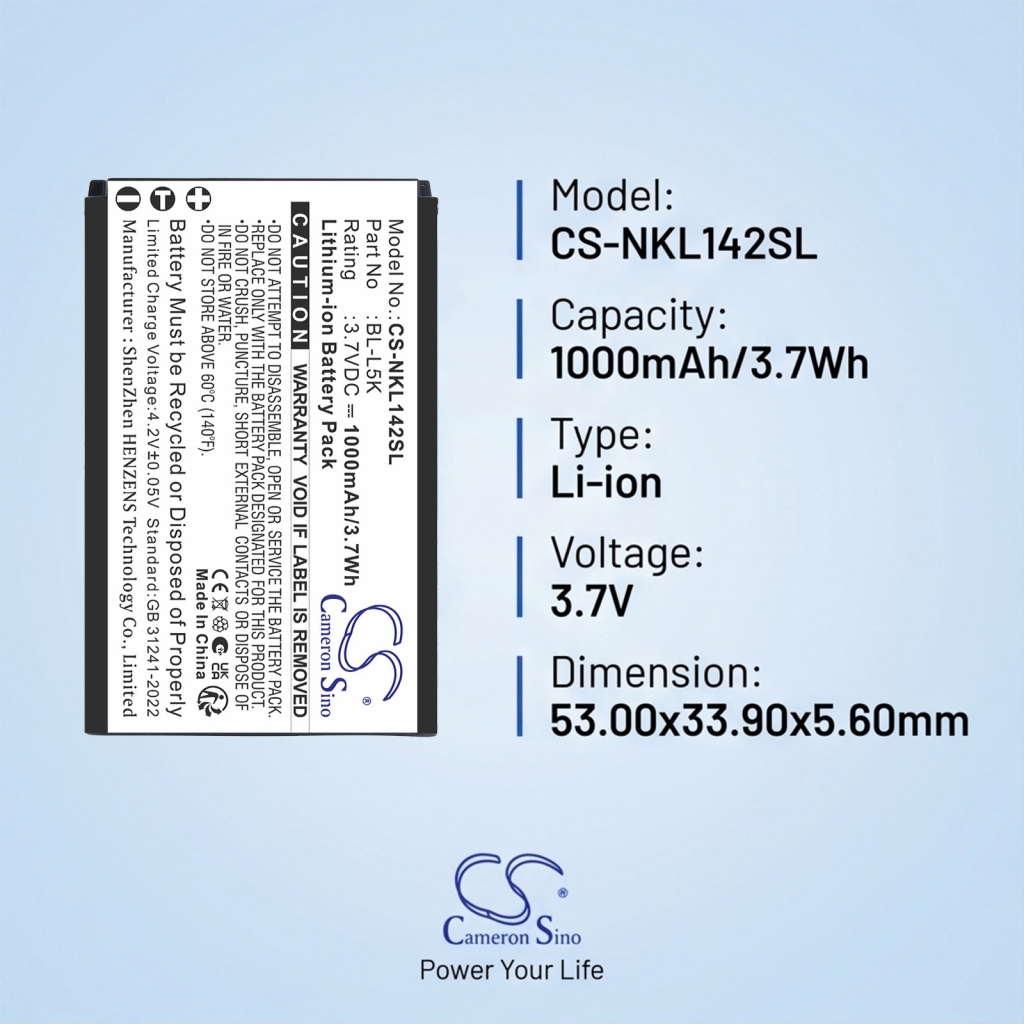 Battery compatible with Nokia CS-NKL142SL