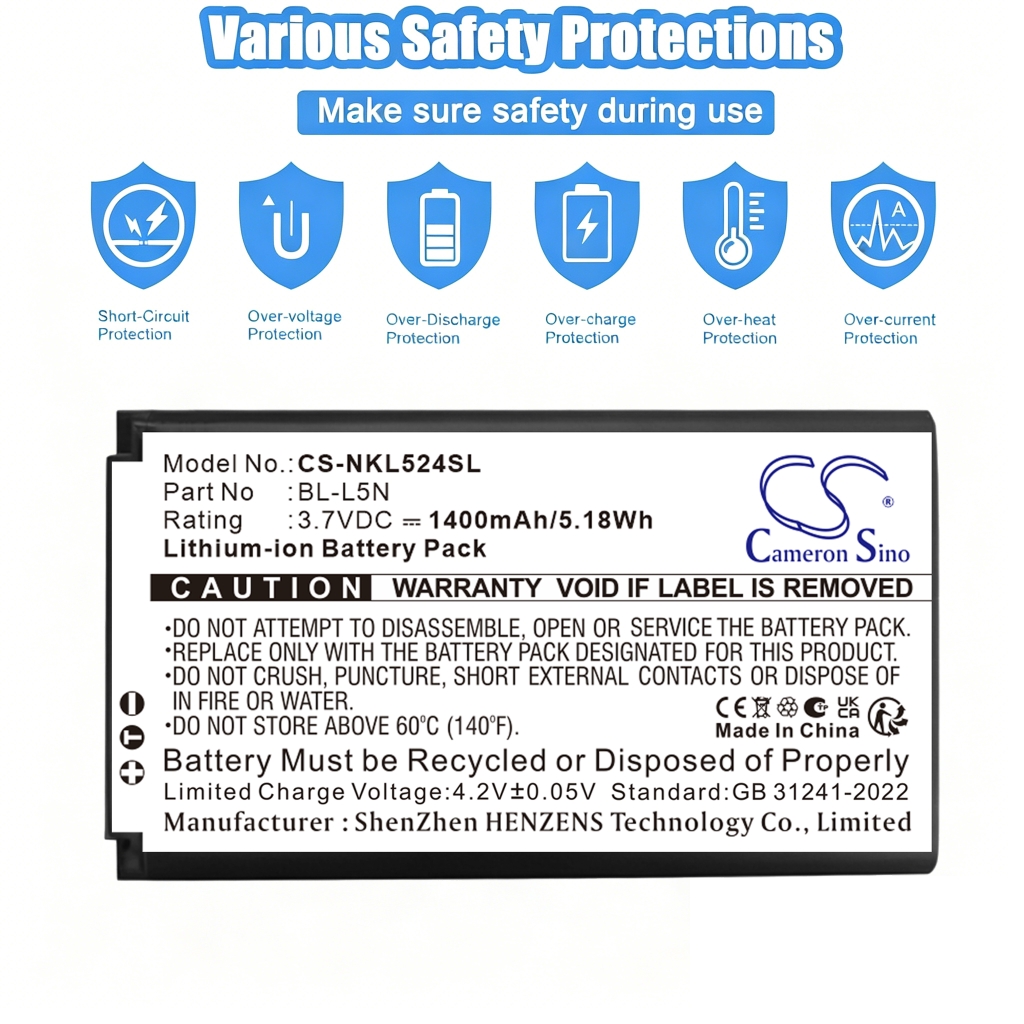 Battery compatible with Nokia CS-NKL524SL
