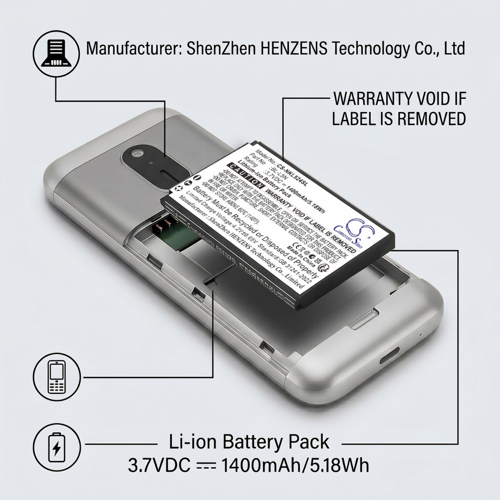 Battery compatible with Nokia CS-NKL524SL