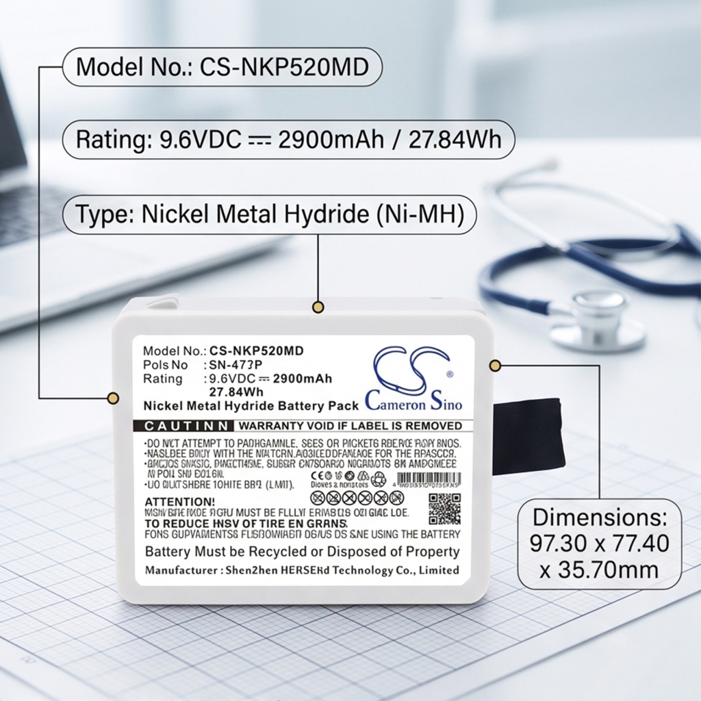 Battery compatible with Nihon Kohden CS-NKP520MD