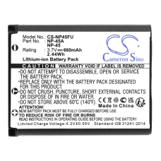 Compatible battery replacement for Praktica BP-DC17,NP-45,NP-45A,NP-45B,NP-45S...