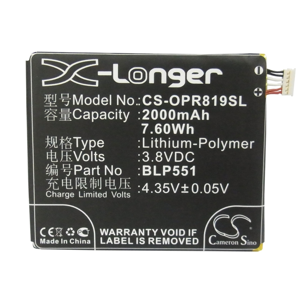 Battery compatible with OPPO CS-OPR819SL