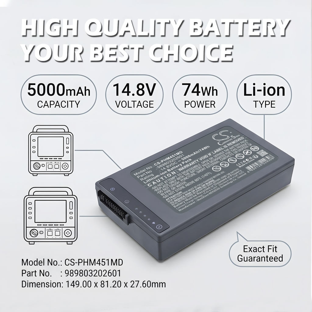 Battery compatible with Phillips CS-PHM451MD