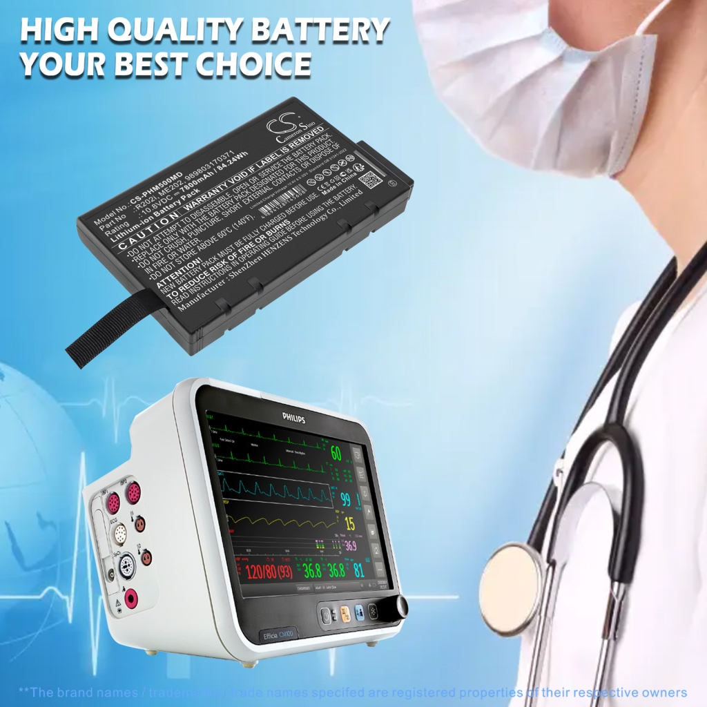 Battery compatible with Philips CS-PHM500MD