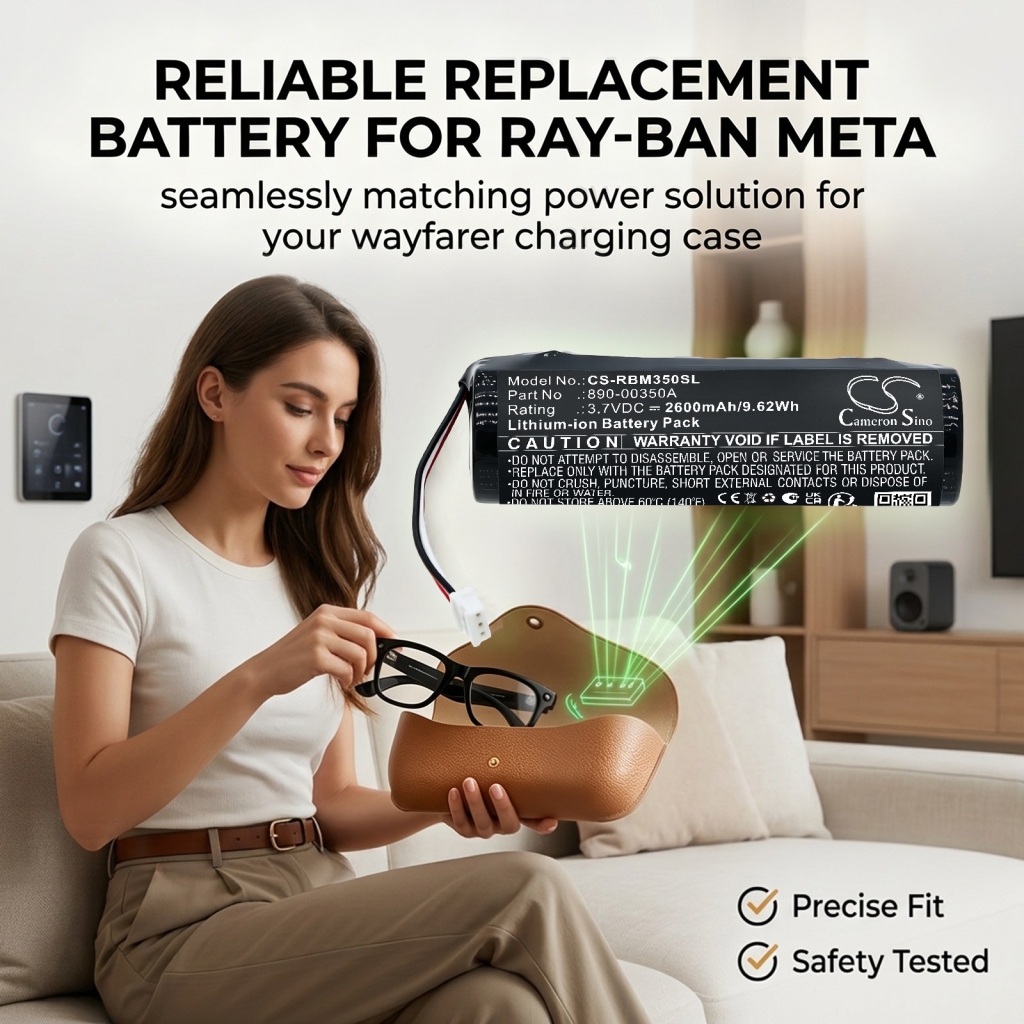 Batteries compatible with Ray-ban Meta Wayfarer Charging Case CS-RBM350SL