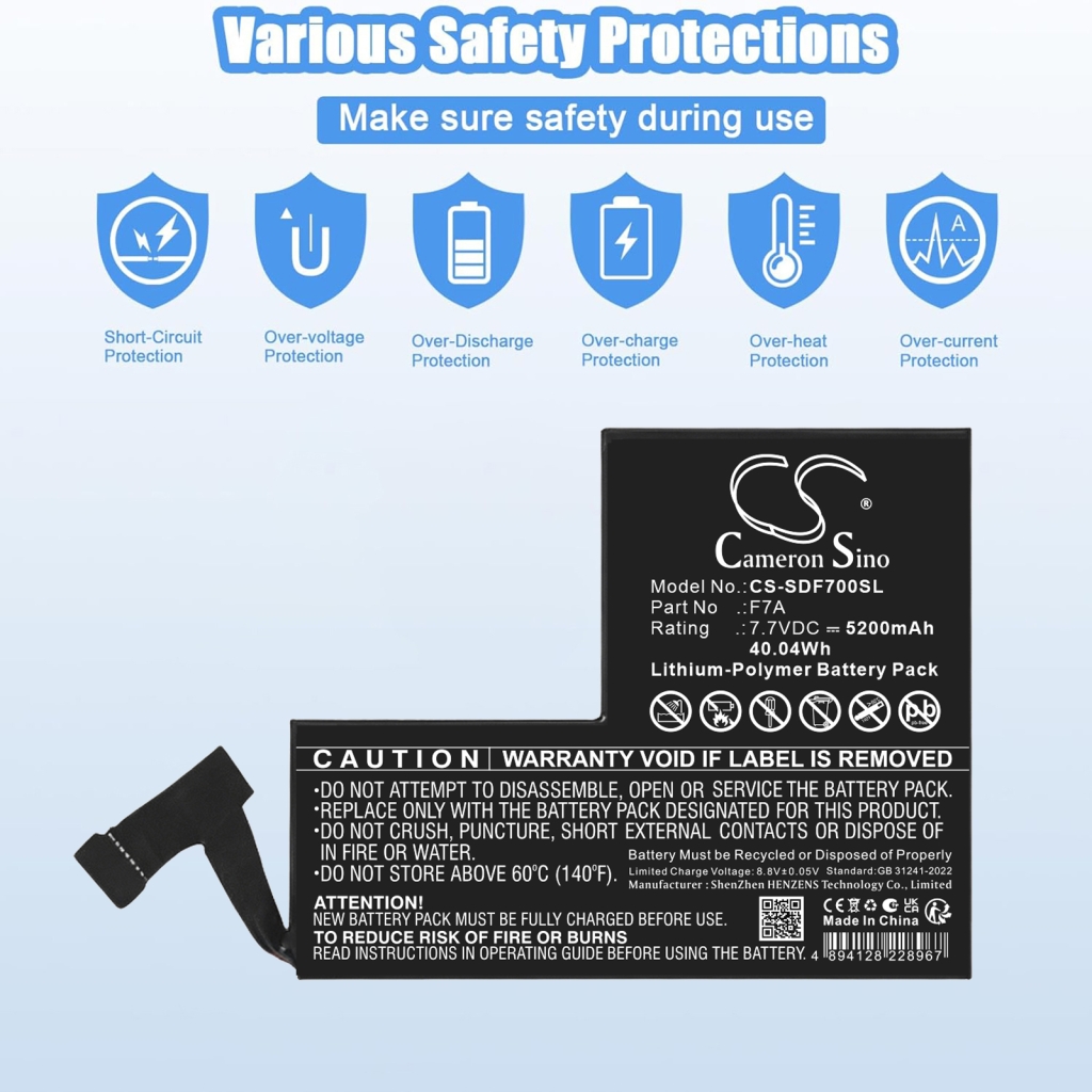 Battery compatible with Steam CS-SDF700SL
