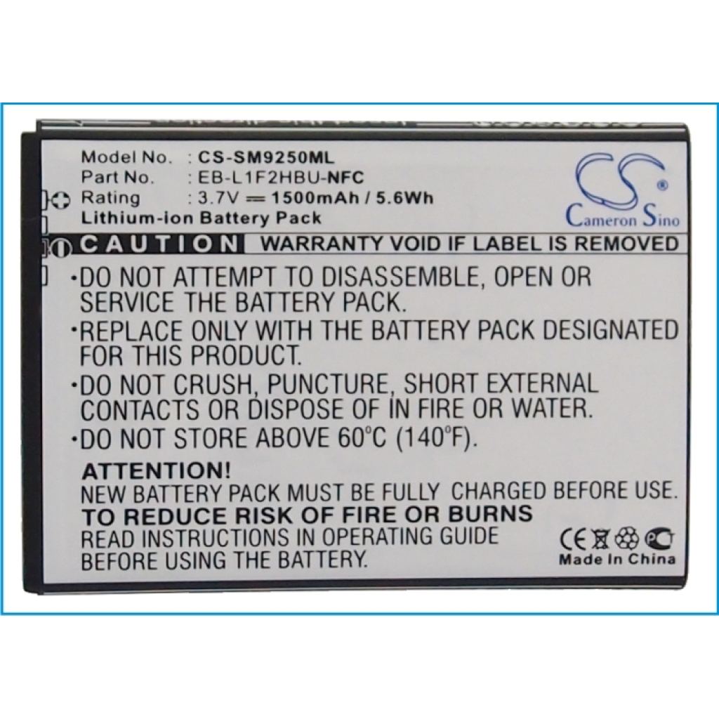 Battery compatible with Samsung CS-SM9250ML