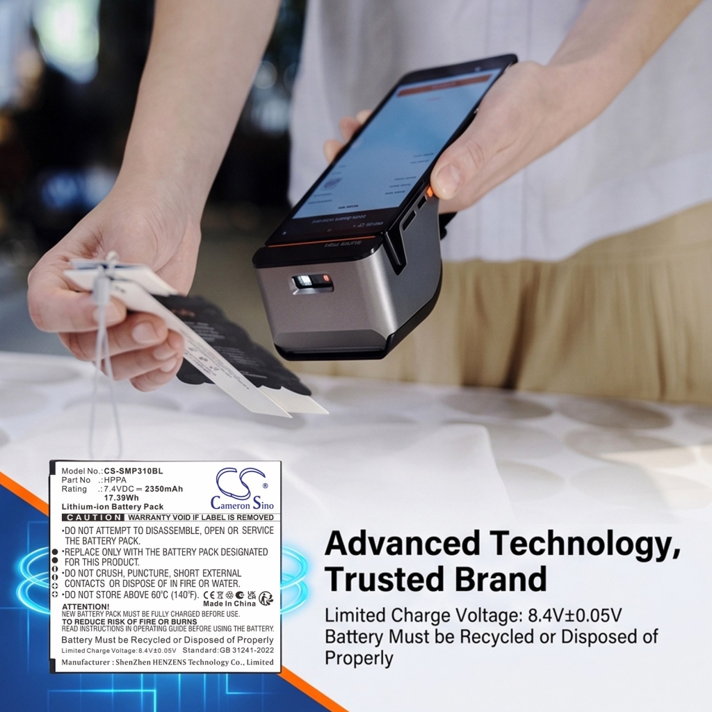 Battery compatible with Sunmi CS-SMP310BL