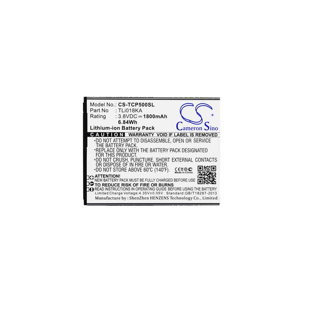 Battery compatible with TCL CS-TCP500SL