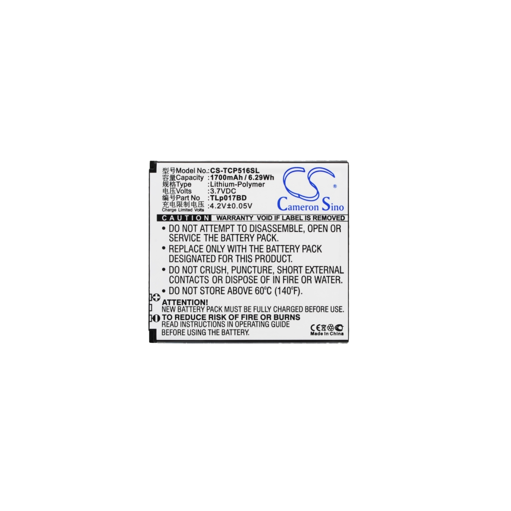 Battery compatible with TCL CS-TCP516SL