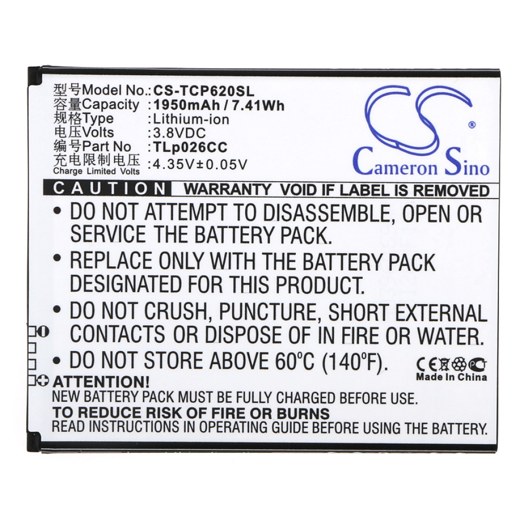 Battery compatible with TCL CS-TCP620SL