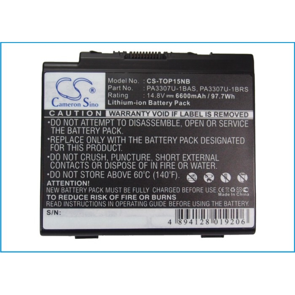Battery compatible with Toshiba CS-TOP15NB