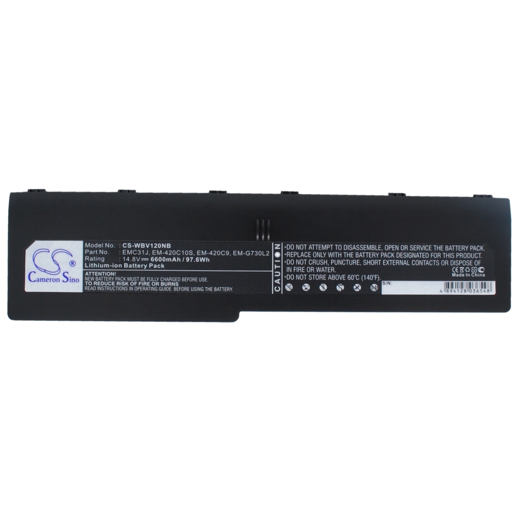 Battery compatible with Alphatop Ashton DIGITAL Computek ECS EliteGroup EXCELL Gericom GQ HYPERDATA Chiligreen IPC LION Sarasota Masterpiece MUSTEK Storm SUPER TALENT Twinhead Vobis WinBook XERON YAKUMO CS-WBV120NB