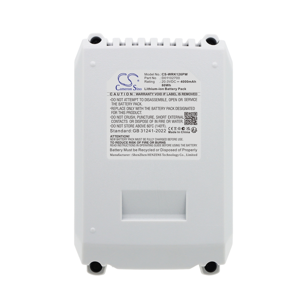 Cameron Sino CS-WRK126PW 20V 4000mAh 80Wh Li-ion battery pack, rear label