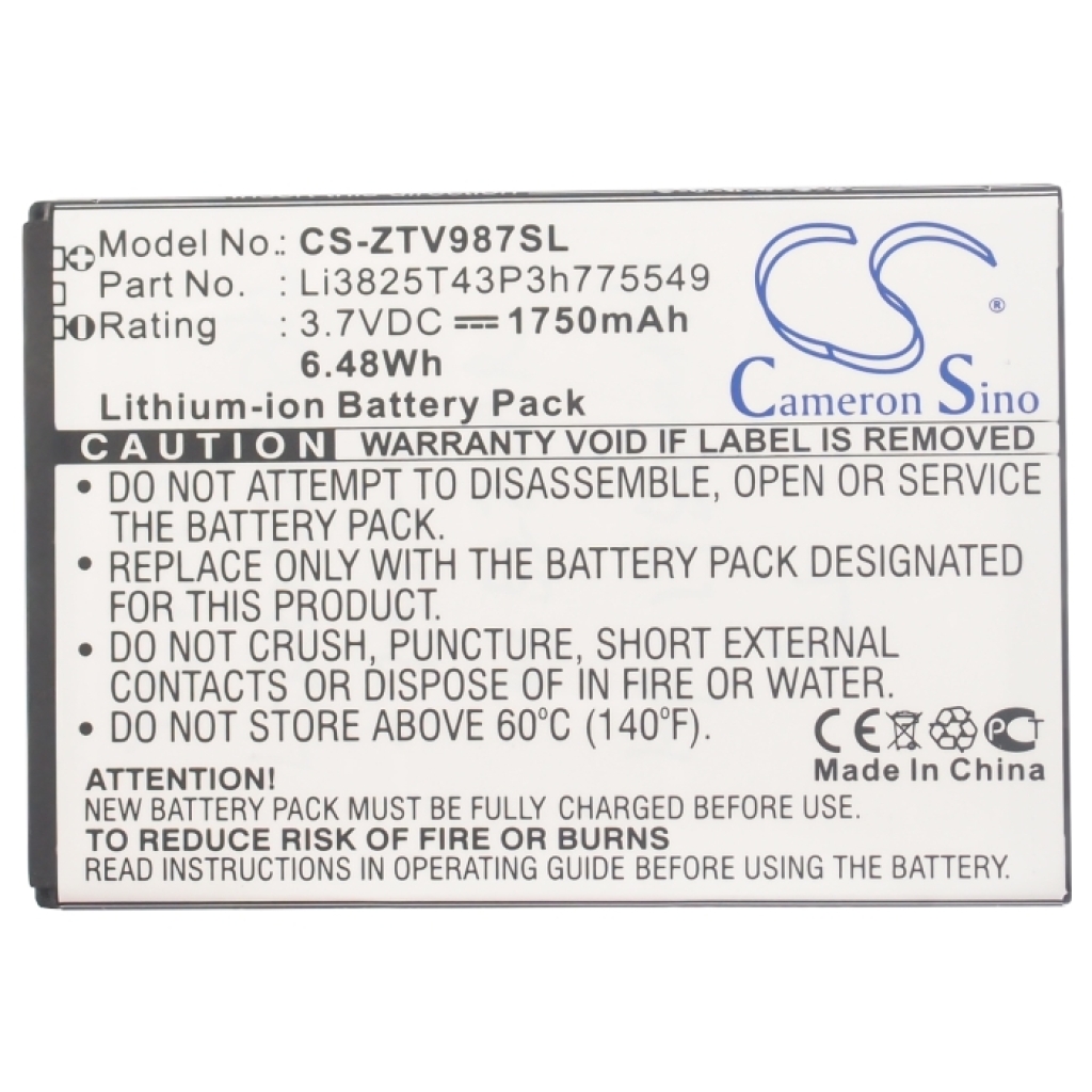 Compatible battery replacement for Amazing LI3825T43P3H775549